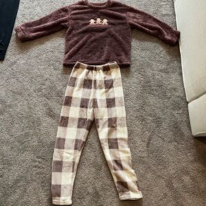 Cozy Gingerbread Top and Brown Checkered Bottoms, Loungewear, Small